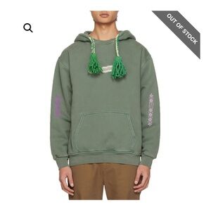 Adish Wared Lakiya Tassels Hoodie Green Cotton Fleece Pullover Hoodie Size S